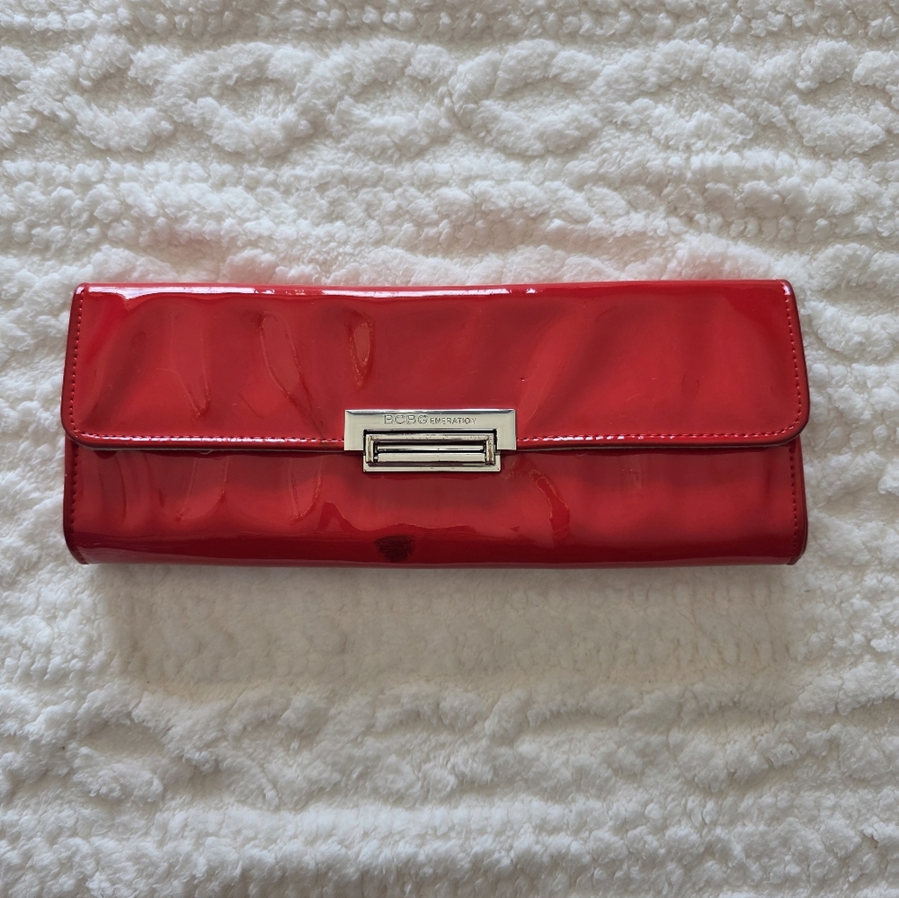 BCBGeneration Patent Red Clutch Bag